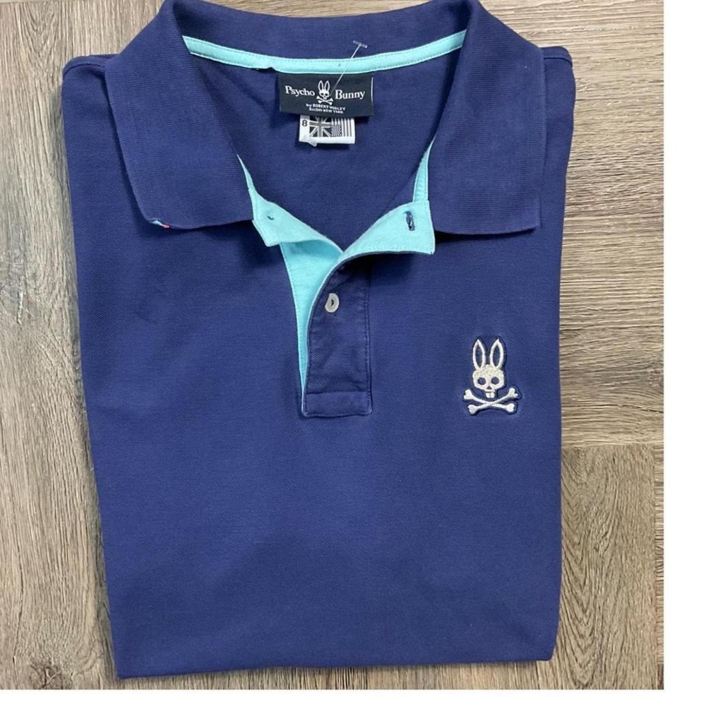 Psycho Bunny Logo Golf Tennis Polo Shirt Mens 8 XXL Navy Aqua Preppy Classy Y2K